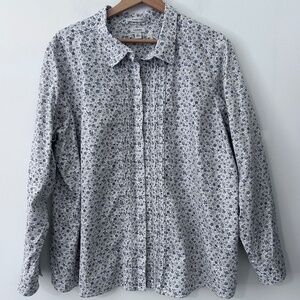 LL Bean Women's Long-Sleeved Button-Down Top Size 3X Plus Wrinkle Free Floral